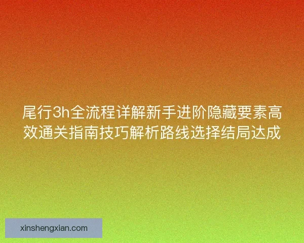 尾行3h全流程详解新手进阶隐藏要素高效通关指南技巧解析路线选择结局达成