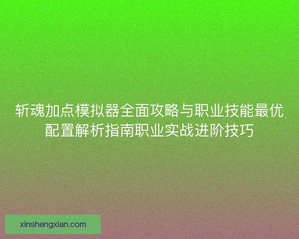 斩魂加点模拟器全面攻略与职业技能最优配置解析指南职业实战进阶技巧