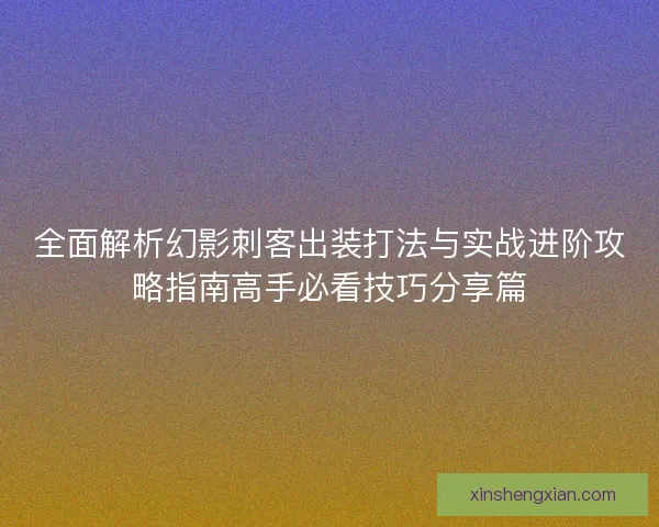全面解析幻影刺客出装打法与实战进阶攻略指南高手必看技巧分享篇